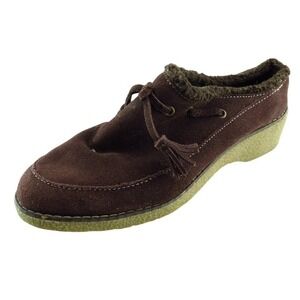 Lands' End Low Cut Boots Brown Leather Slip On Women Sz‎ 8